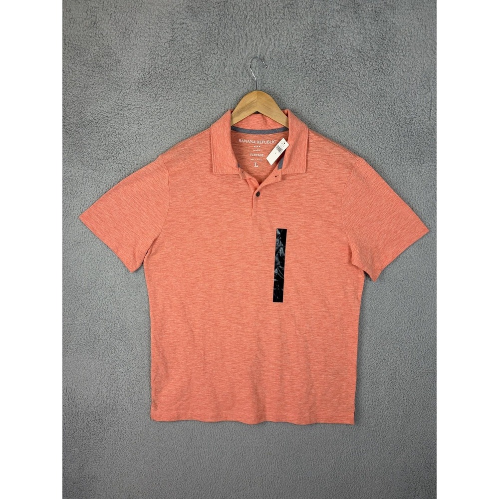 Banana Republic Polo Shirt Mens Large Orange Vintage Cotton Blend Casual Men New